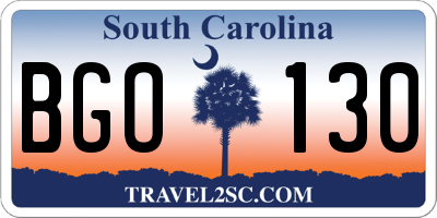 SC license plate BGO130