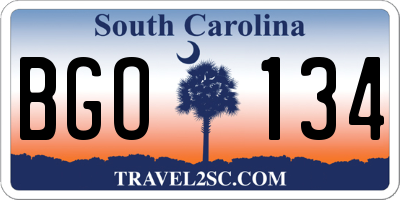 SC license plate BGO134