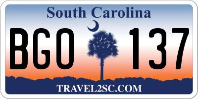 SC license plate BGO137