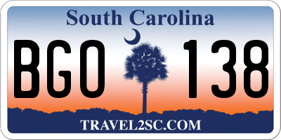 SC license plate BGO138