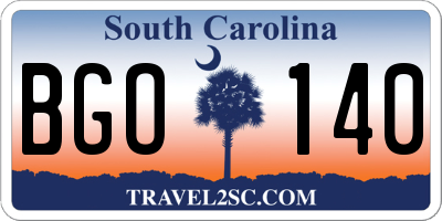 SC license plate BGO140