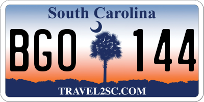 SC license plate BGO144