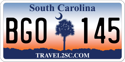 SC license plate BGO145