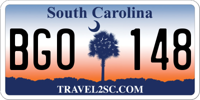 SC license plate BGO148