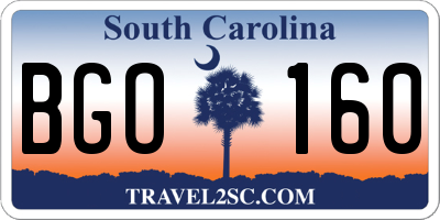 SC license plate BGO160