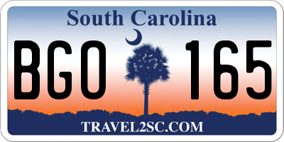 SC license plate BGO165