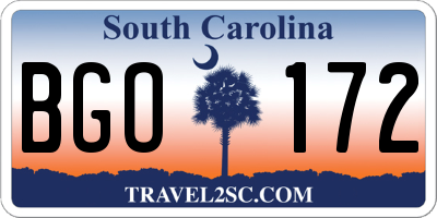 SC license plate BGO172