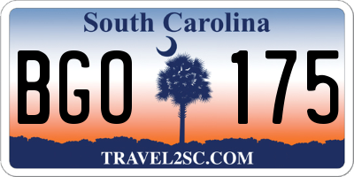 SC license plate BGO175