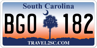 SC license plate BGO182