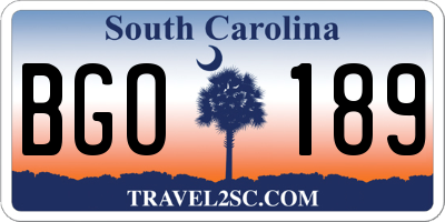 SC license plate BGO189