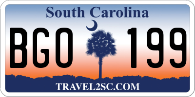 SC license plate BGO199