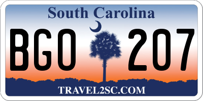 SC license plate BGO207