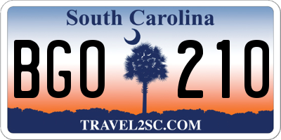 SC license plate BGO210
