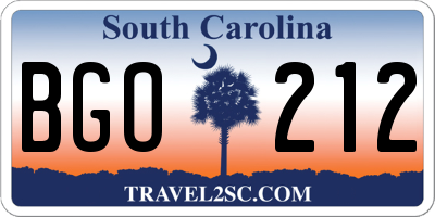 SC license plate BGO212