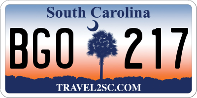 SC license plate BGO217
