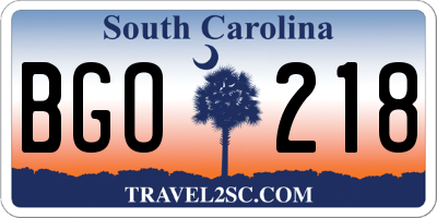 SC license plate BGO218
