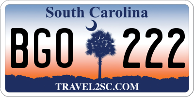 SC license plate BGO222