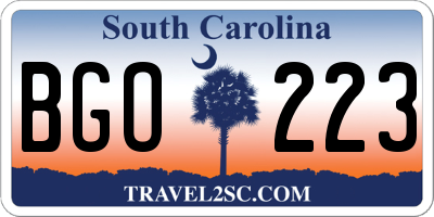 SC license plate BGO223