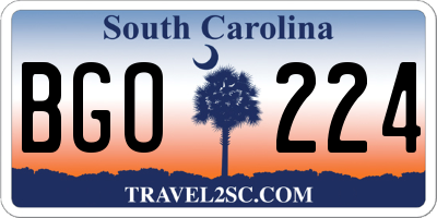 SC license plate BGO224
