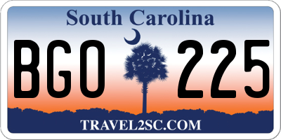 SC license plate BGO225