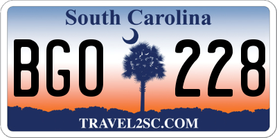 SC license plate BGO228