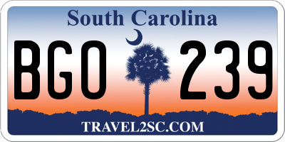 SC license plate BGO239