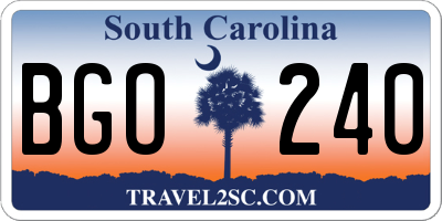 SC license plate BGO240