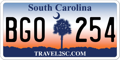 SC license plate BGO254