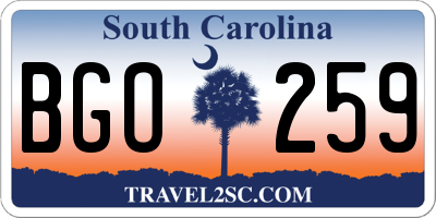 SC license plate BGO259