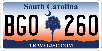 SC license plate BGO260