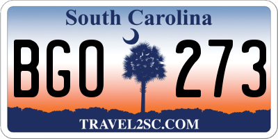 SC license plate BGO273