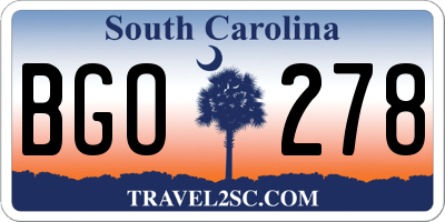 SC license plate BGO278