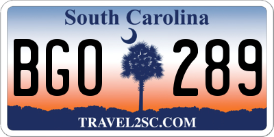 SC license plate BGO289