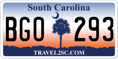 SC license plate BGO293
