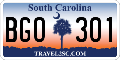 SC license plate BGO301
