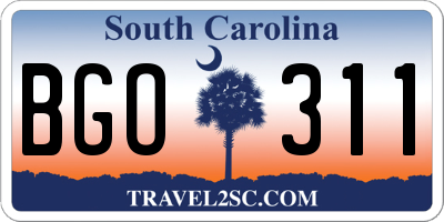 SC license plate BGO311