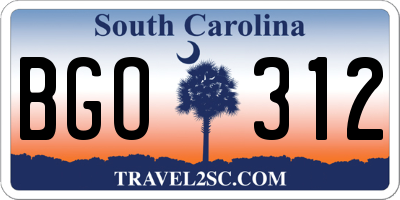 SC license plate BGO312