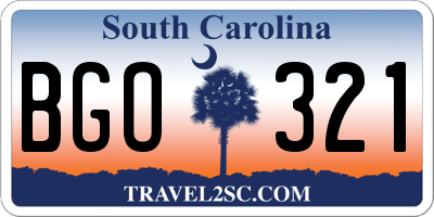 SC license plate BGO321