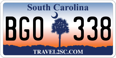 SC license plate BGO338