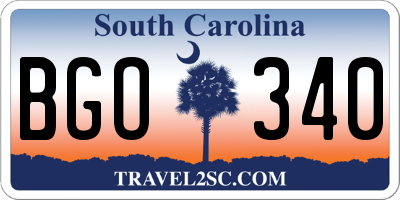 SC license plate BGO340