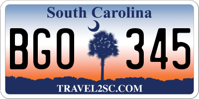 SC license plate BGO345