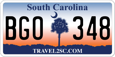 SC license plate BGO348