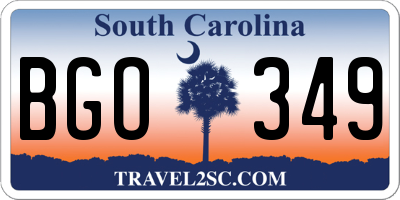 SC license plate BGO349