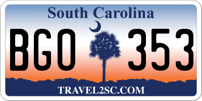 SC license plate BGO353