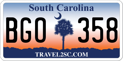 SC license plate BGO358