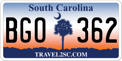 SC license plate BGO362