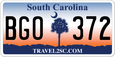 SC license plate BGO372