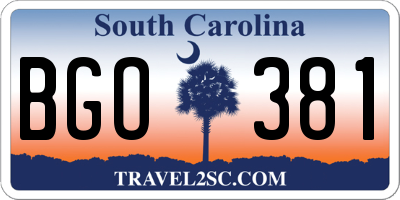 SC license plate BGO381