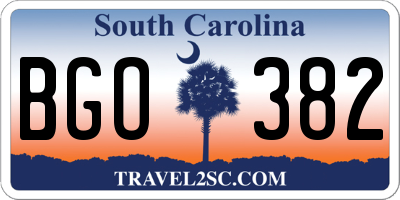 SC license plate BGO382