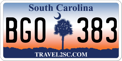 SC license plate BGO383